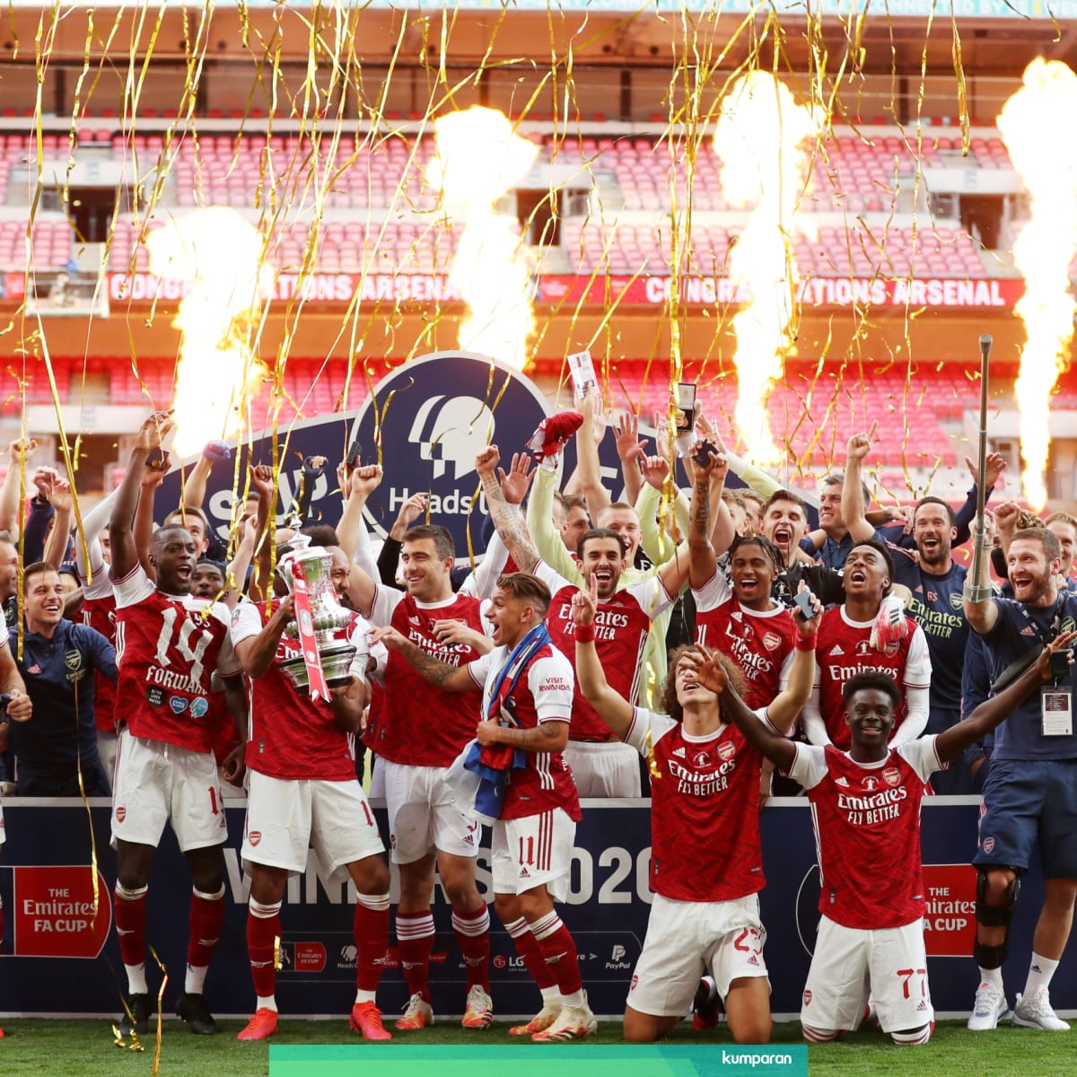 Foto Arsenal Rayakan Gelar Juara Piala Fa 2020 Kumparan Com