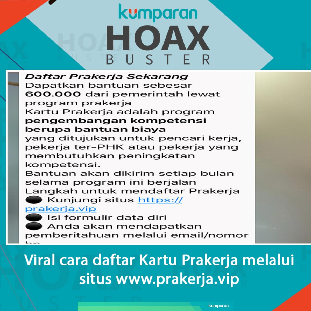 Hoaxbuster Viral Cara Daftar Kartu Prakerja Melalui Situs Prakerja Vip Kumparan Com
