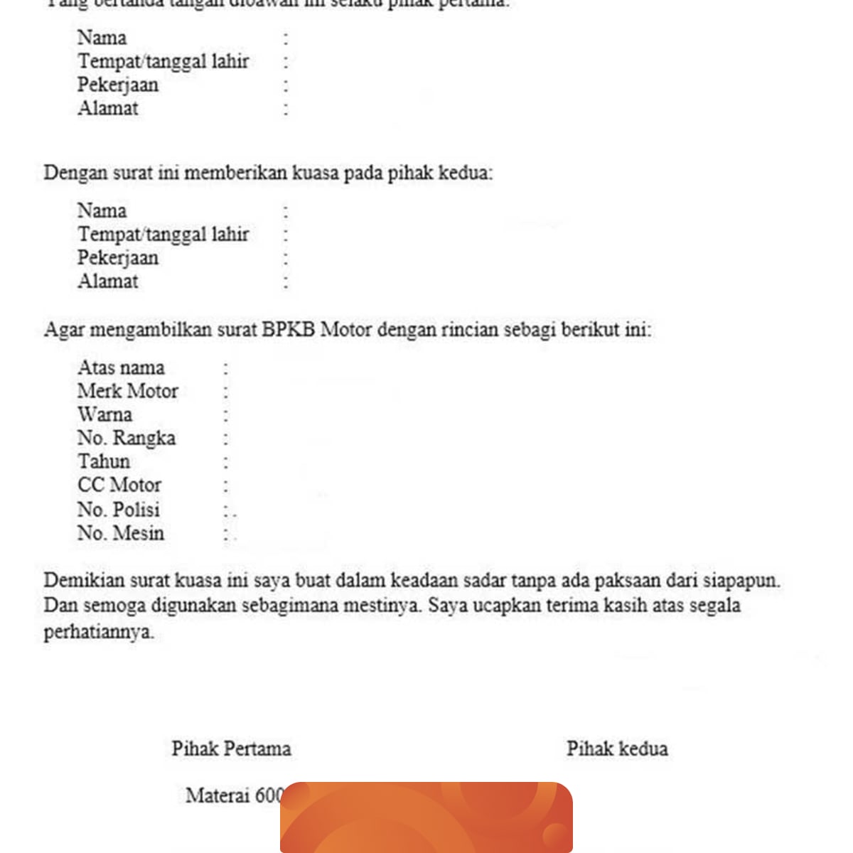 Surat Kuasa Pengambilan Bpkb Dan Pembuatannya Kumparan Com