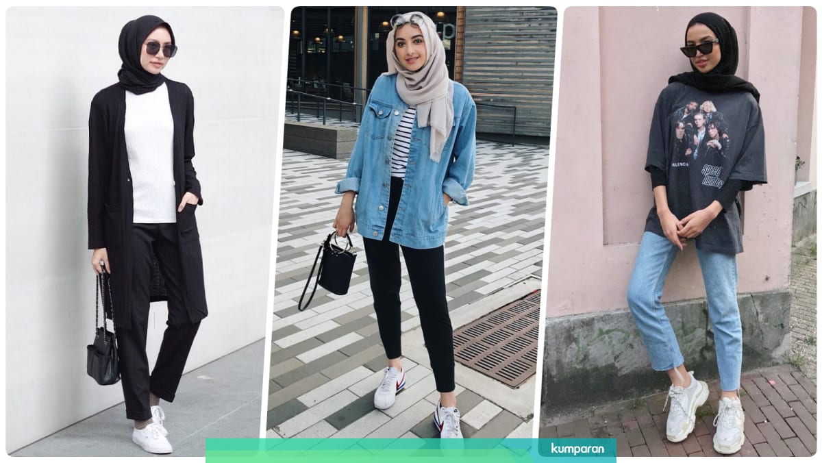 hijab style with sneakers
