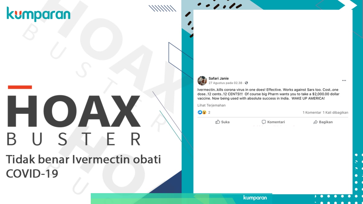 Hoaxbuster Ivermectin Dapat Mengobati Covid 19 Kumparan Com