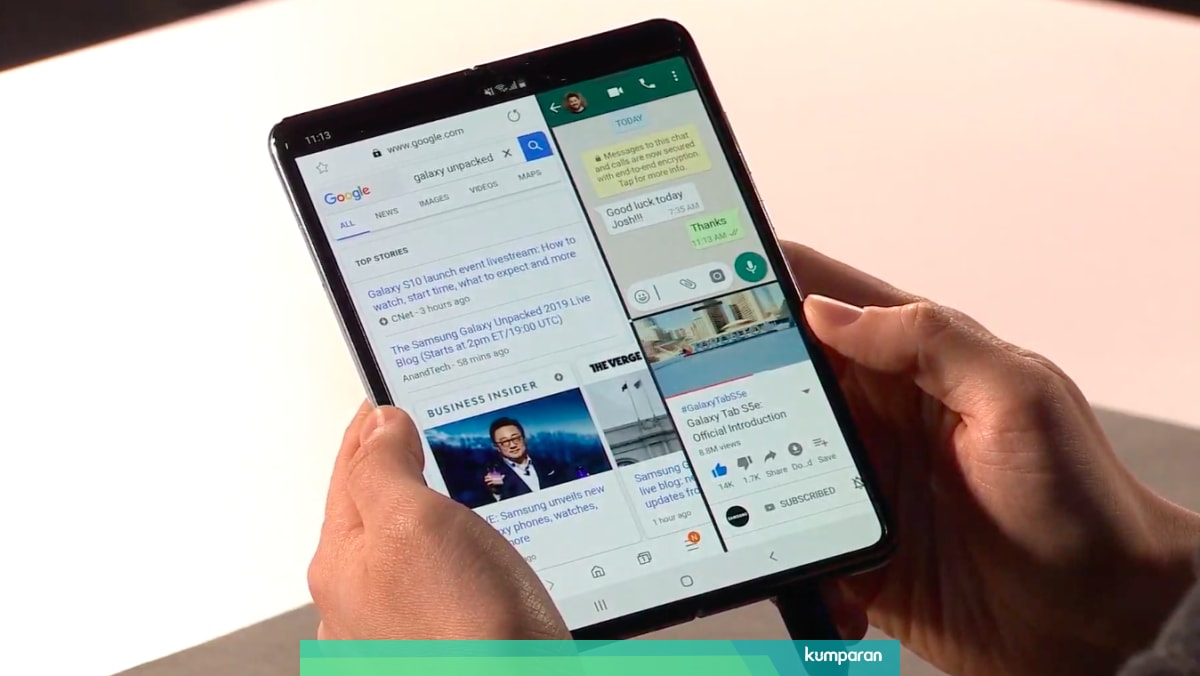 Samsung Galaxy Fold Dijual Rp 27 Juta Bisa Buka 3 Aplikasi Sekaligus Kumparan Com