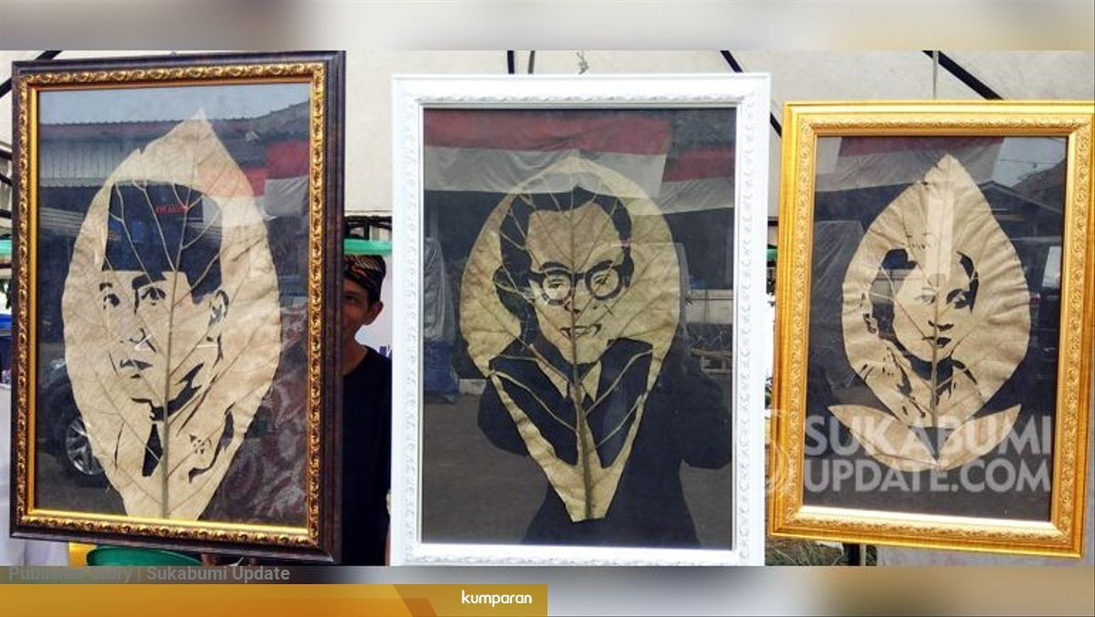 Kreatif Sketsa Wajah Bahan Daun Jati Karya Remaja Cicurug