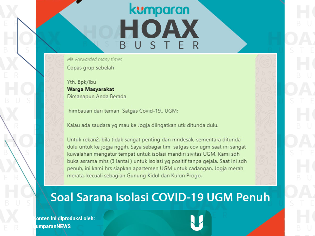 Hoaxbuster Soal Tempat Isolasi Pasien Covid 19 Ugm Penuh Kumparan Com