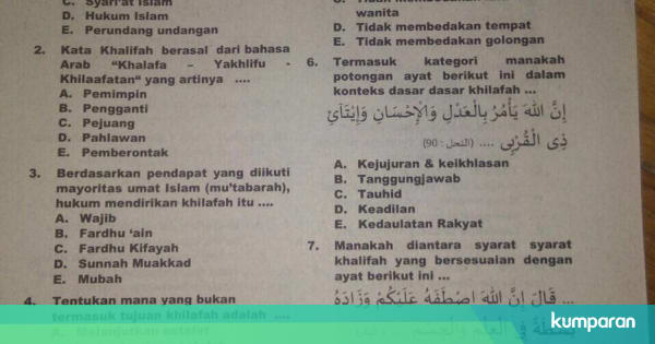 Soal Khilafah Menyeruak Di Ujian Tingkat Aliyah Kumparan Com