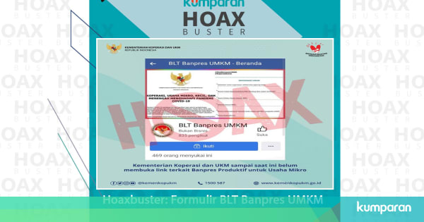 Hoaxbuster: Formulir Online BLT UMKM dari Kemenkop UKM ...