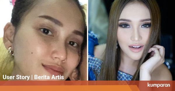 potret wajah artis sebelum  sesudah pakai makeup